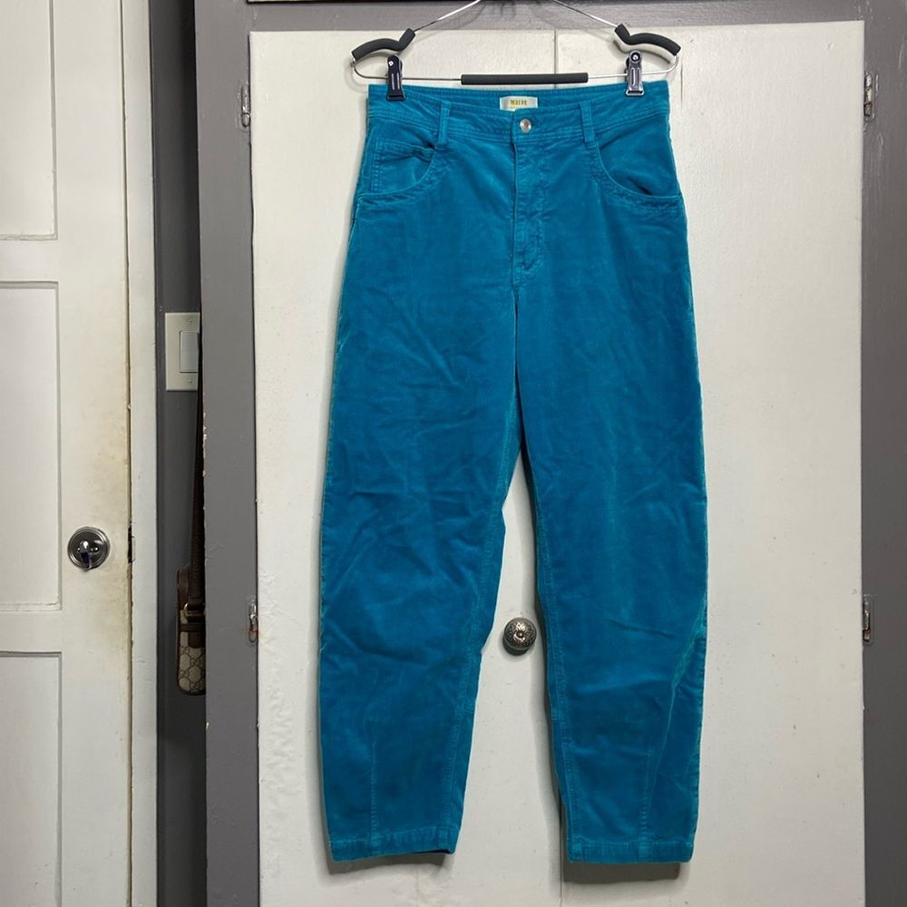 Maeve Anthropologie Women Corduroy High Rise Tapered Pants Teal Blue Size 27